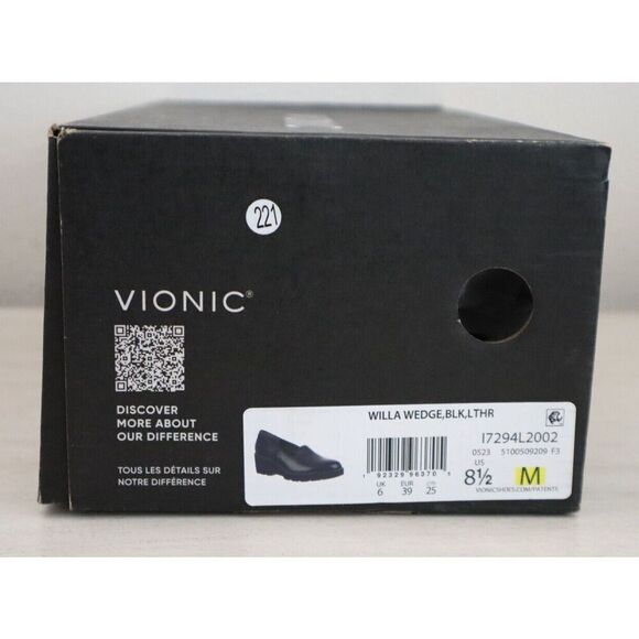 Vionic I7294L2-002 Women's Sz 8.5M Black Leather Willa Wedge Loafers - Picture 12 of 12